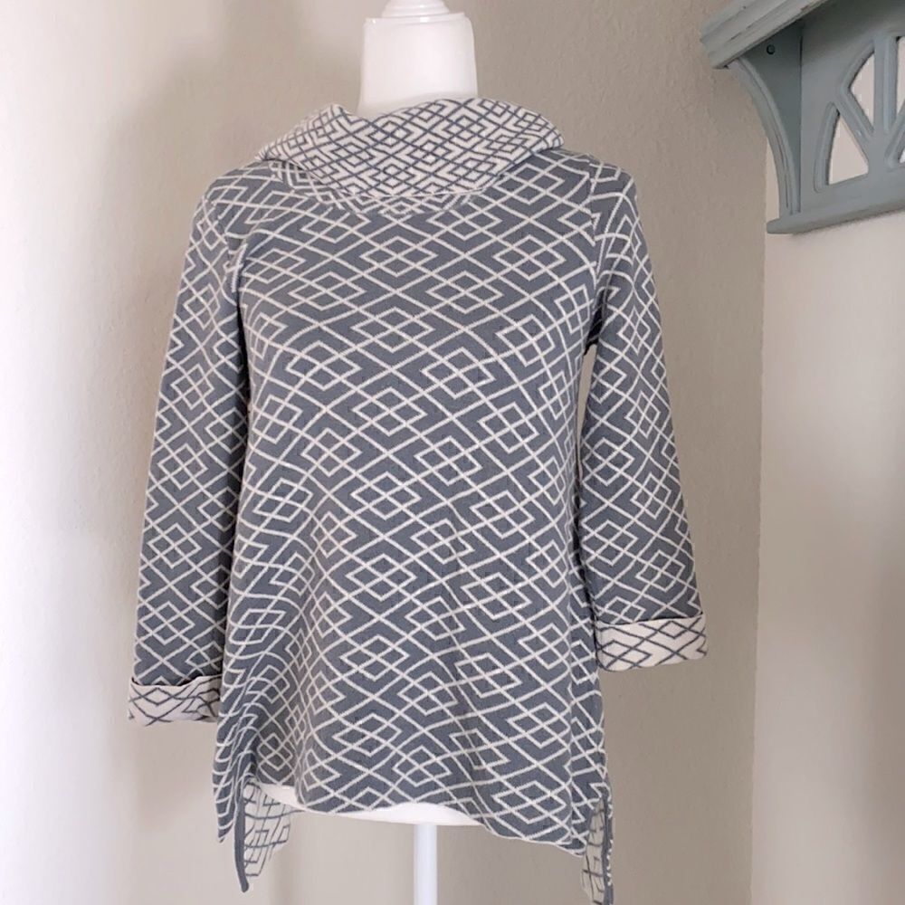 Moth Alpaca Blend Gray Beige Turtleneck Tunic Small